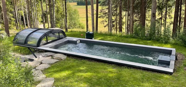Containerpool 6,11 x 2,5 m, gebrauchsfertig mit Dach, Premium-Paket-Neu