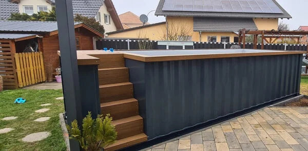 6,2 m x 2,5 m großer Containerpool mit Wärmepumpe, Premium-Paket-Neu