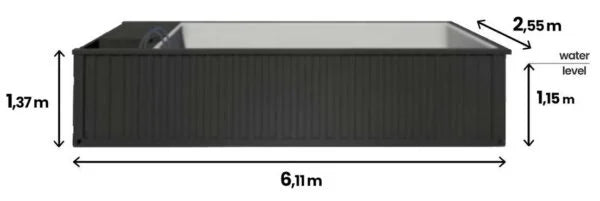 Containerschwimmbecken 6,2m x 2,5m gebrauchsfertig, Komfortpaket-Neu