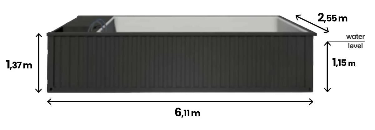 Containerbecken 6.2 x 2.5 m mit Jet Swim Gegenstromanlage