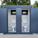 WC Sanitärcontainer mit Doppelkabine - für Mann und Frau - Anthrazit